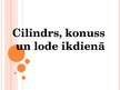 Prezentācija 'Cilindrs, konuss un lode ikdienā', 1.