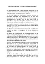 Eseja 'Ist Deutschland nun Ein- oder Auswanderungsland?', 1.