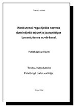 Referāts 'Konkurenci regulējošās normas dominējošā stāvokļa ļaunprātīgas izmantošanas novē', 1.