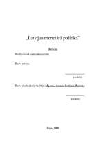 Referāts 'Latvijas monetārā politika', 1.