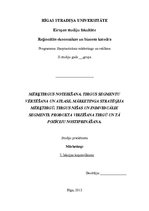 Konspekts 'Mērķtirgus noteikšana. Tirgus segmentu vērtēšana un atlase. Produkta virzīšana t', 1.