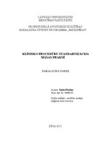 Diplomdarbs 'Klīnisko procedūru standartizācija māsas praksē', 1.