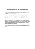 Eseja 'What I Liked and what I didn’t Like about Learning English', 1.