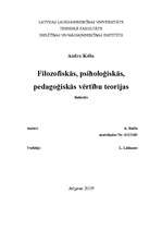 Referāts 'Filosofiskās, psiholoģiskās un pedagoģiskās vērtību teorijas', 1.