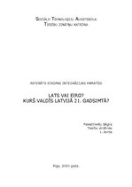 Referāts 'Lats vai eiro? Kurš valdīs 21.gadsimtā', 1.