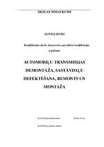 Diplomdarbs 'Automobiļu transmisijas demontāža, sastāvdaļu defektēšana, remonts un montāža', 1.