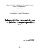 Referāts 'Pedagogu labākās pieredzes izzināšana un pieredzes apmaiņas organizēšana', 1.
