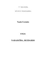 Eseja 'Bezdarbs, nabadzība', 1.