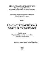 Konspekts 'Lēmumu pieņemšanas process un metodes', 1.