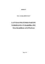 Referāts 'Latvijas politisko partiju veidošanās un darbība pēc neatkarības atgūšanas', 1.