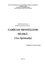 Konspekts 'Garīgais minimālisms mūzikā', 1.