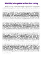 Eseja 'Advertising is the Greatest Art from Our Century', 2.