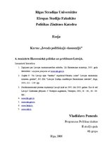 Eseja 'Ekonomiskā politika un problēmas Latvijā', 1.