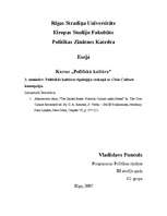 Eseja 'Politiskās kultūras tipoloģija saskaņā ar Civic Culture koncepciju', 1.