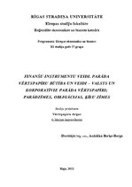 Konspekts 'Finanšu instrumentu veidi. Parāda vērtspapīru būtība un veidi', 1.