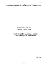 Referāts 'Pacientu aprūpe ar neiroloģiskiem komunikācijas traucējumiem', 1.