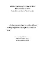 Konspekts 'Konkurence un tirgus struktūra. Firmas rīcība pilnīgās un nepilnīgās konkurences', 1.