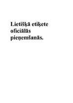 Referāts 'Lietišķā etiķete oficiālās pieņemšanās', 1.