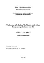 Referāts 'Uzņēmuma a/s "Laima" darbinieku motivācijas līmeņa paaugstināšanas projekts', 1.