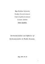 Referāts 'Environmentalism and Influence of Environmentalists in Worlds Economy', 1.