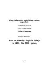 Referāts 'Skola un pārmaiņas izglītībā Latvijā no 1991. līdz 2000.gadam', 1.