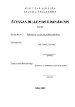 Eseja 'ĒTISKAS DILLEMAS RISINĀJUMS', 1.