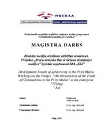 Diplomdarbs 'Drukāto mediju reklāmas attīstības tendences. Projekta izstrāde uzņēmumā SIA "TV', 1.