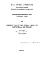 Konspekts 'Eiropas valstu ekonomika pasaules ekonomikas kontekstā', 1.