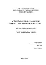 Referāts 'Pārdošanas nodaļas darbinieku apmācības programma un motivācija', 1.