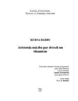 Referāts 'Aristoteļa mācība par dvēseli un tikumiem', 1.