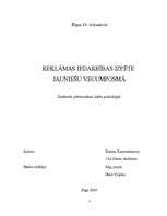 Referāts 'Reklāmas ietekme jauniešu vecumposmā', 1.