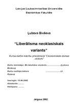Referāts 'Liberālisma neoklasiskais variants', 1.