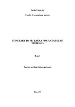 Referāts 'Itinerary to Srilanka for a couple in their 60’s', 1.