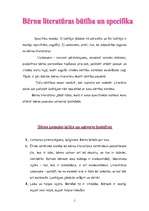 Konspekts 'Bērnu literatūras būtība un specifika', 1.