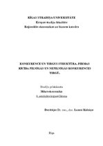 Konspekts 'Konkurence un tirgus struktūra. Firmas rīcība pilnīgās un nepilnīgās konkurences', 1.