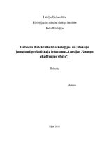 Referāts 'Latviešu dialektālās leksikoloģijas un izlokšņu jautājumi periodiskajā izdevumā ', 1.
