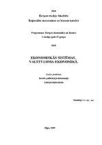 Konspekts 'Ekonomiskās sistēmas. Valsts loma ekonomikā', 1.