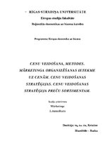 Konspekts 'Cenu veidošana, metodes, stratēģijas. Mārketinga organizēšanas ietekme uz cenām', 1.