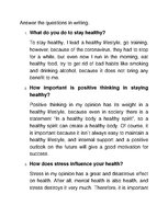 Eseja 'Healthy Lifestyle', 1.