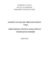 Referāts 'Learning Vocabulary through Listening Tasks', 1.