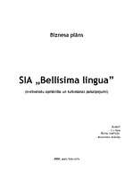 Biznesa plāns 'SIA "Bellisima lingua"', 1.