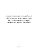 Konspekts 'Determinanti. Matricas, darbības ar tām, to ekonomiskā interpretācija', 1.