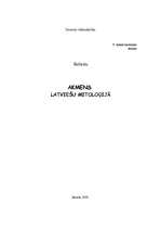 Referāts 'Akmens latviešu mitoloģijā', 1.