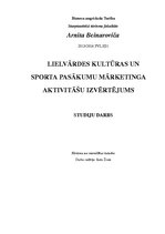 Referāts 'Lielvārdes kultūras un sporta pasākumu mārketinga aktivitāšu izvērtējums', 1.