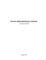 Konspekts 'Placebo efekta pielietojums', 1.