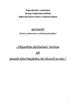 Referāts 'Oligarhijas dzelžainais tvēriens jeb pasaule kļūst bagātāka, bet diemžēl ne mēs', 1.