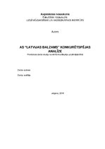 Referāts 'Uzņēmuma "Latvijas balzams" konkurētspējas analīze', 1.