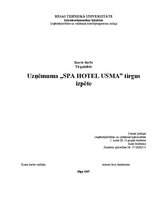 Referāts 'Uzņēmuma "SPA Hotel Usma" tirgus izpēte', 1.
