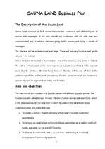 Konspekts 'Business plan "Sauna Land"', 1.