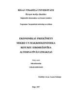 Konspekts 'Ekonomikas priekšmets', 1.